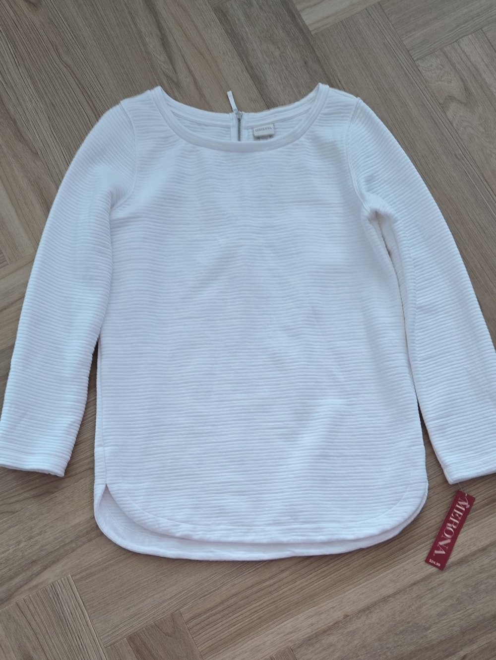 Merona White Ribbed Long Fleece Tunic NWT M